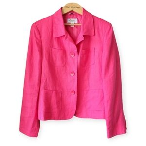 Vintage Talbots Irish Linen Blazer in Watermelon Pink size 6 petite